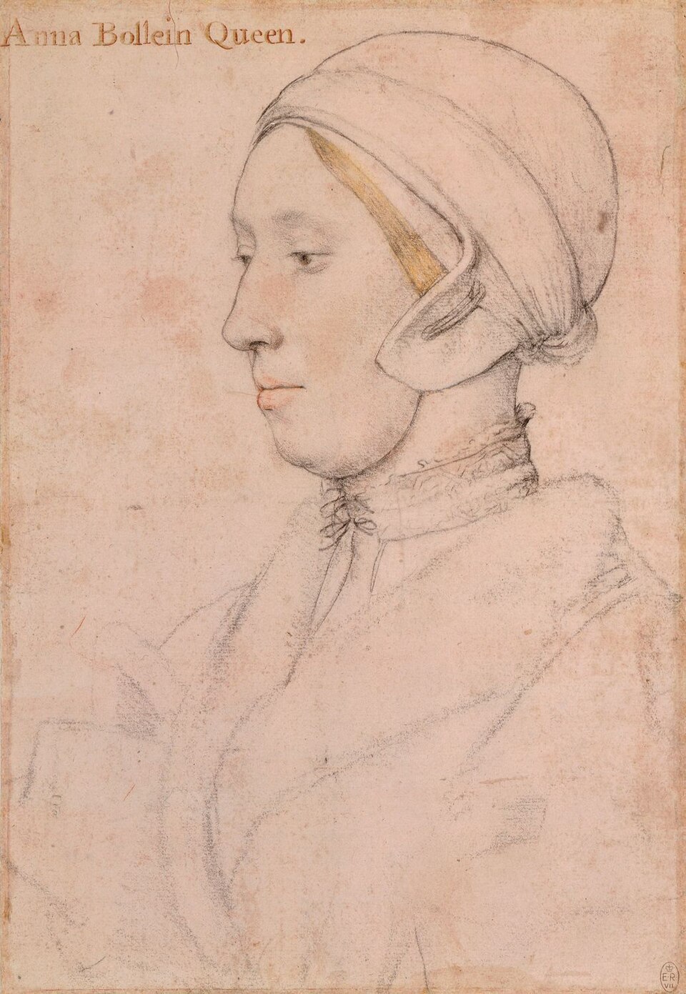 A ghostly portrait of Anne Boleyn by Hans Holbein the Younger.